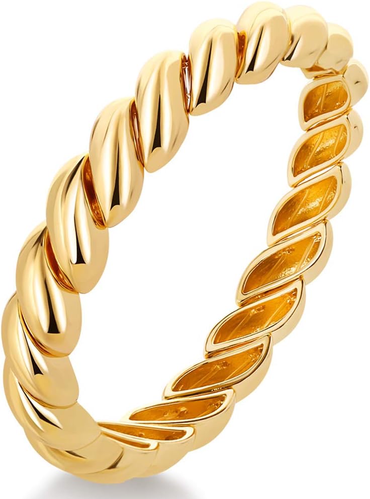 FAMARINE Gold Silver Chunky Bangle Bracelet for Women Men - Image 1